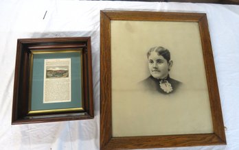 Victorian Walnut Frame, 8 X 10 And Oak Victorian Frame With Womans Portrait
