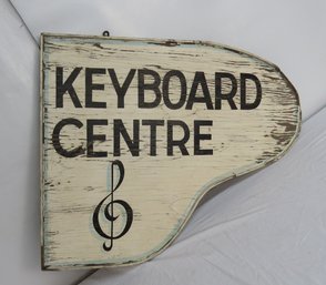 Painted Wood Piano Sign In The Shape Of A Grand Piano