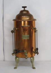 Large Brass And Copper Hot Water Dispenser, With Attached Brass Label