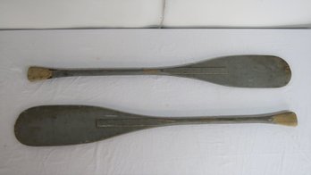 Two Canoe Paddles Painted Grey, 48 L. X 6  Wide