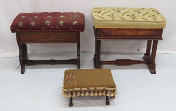 Two Victorian Foot Stools And One Victorian Cricket