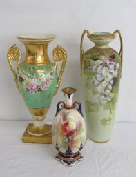 Three Pieces Hand Painted Porcelain