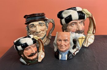 Four (4) Royal Doulton Jugs - (2) Trapper - (1) Johnny Appleseed - (1) Ben Franklin