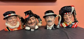 Four (4) Royal Doulton Jugs - The Yeoman Of The Guard - City Gent - The Piper - Guy Fawkes