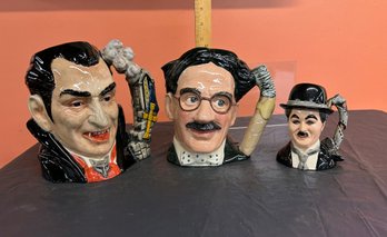 Three (3) Royal Doulton Jugs - Dracula - Groucho - Charlie Chaplin