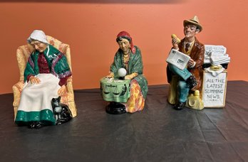 Three (3) Royal Doulton Figures - Fortune Teller - Stop Press - Forty Winks