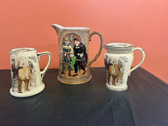 Two (2) Royal Doulton  Shakespeare Mug And Pitcher Plus Beswick Pitcher