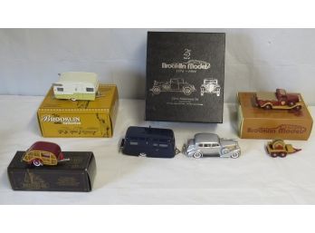 6 Brooklin Die Cast Cars And Trailers In Original Boxes.  See Pictures For Models.