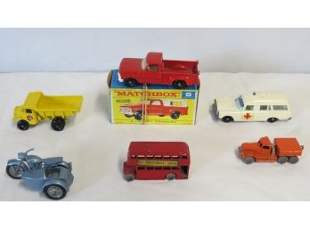 6 Matchbox Cars . One With Box
