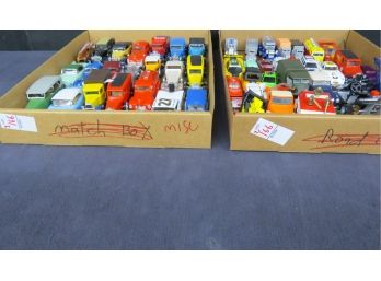 2 Trays Of Misc Metal And Plastic Cars And Trucks  - 54 Pcs