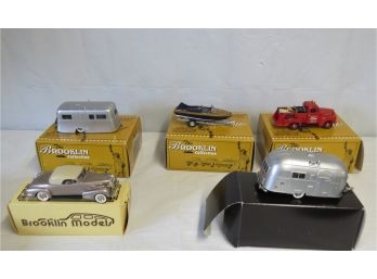 5 Brooklin Die Cast Cars And Trailers In Original Boxes.  See Pictures For Models.