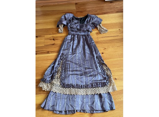 Blue With Pin Stripes, Print Silk Day Dress