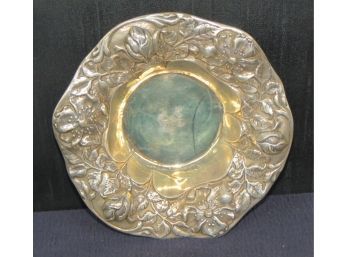 Gorham Sterling Candy Bowl With Heavily Embossed Floral Border,