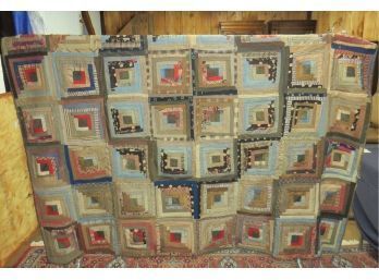 Early Hand Stitched Log Cabin Quilt