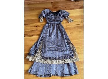 Blue With Pin Stripes, Print Silk Day Dress