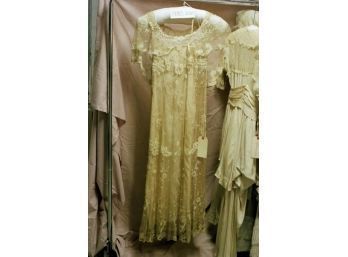 1920s Lace Wedding Gown Has Attached Cape And A Collar Of Lace