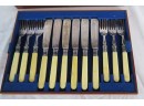 24-piece Bone Handle Knife And Fork Set In Original Wooden Box