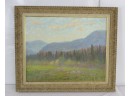 Oil On Canvas Landscape Mountains In The Background. Signed C. H. Sherman