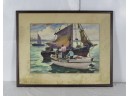Vladimir Povlosky, Water Color Fishing Boats. Gloucester