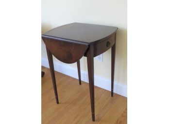 Custom Inlaid Mahogany Pembroke Table With Drawer