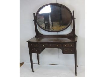 Mahogany Vanity And Matching Chest With Beveled Mirror