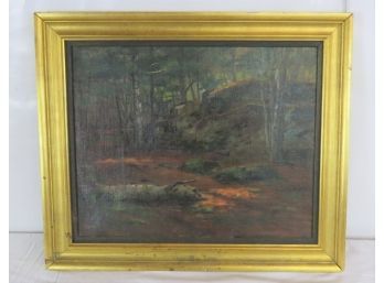 Oil On Canvas, Wooded Scene