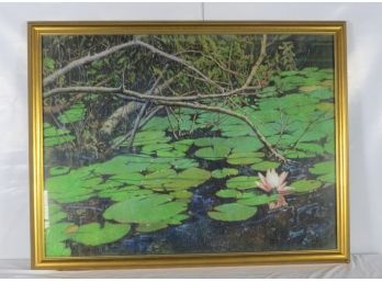 Virginia Strom Precourt (1916-) Large Pastel Pond With Lily Pads