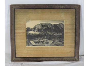 Stow Wengenroth, 1944 Lithograph Maine Lobstermen