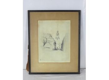 George Plowman Etching Old North Church , 11 X 8  Etching Only