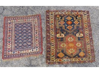 Two Oriental Scatter Rugs, One With Figures