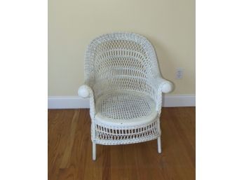 Wicker Arm Chair Painted White, 32 H.