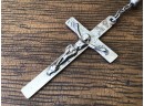 VINTAGE STERLING SILVER CATHOLIC ROSARY CROSS BEADED NECKLACE
