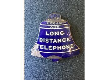 EARLY BELL TELEPHONE WORKER’S BADGE PIN ~BLUE ENAMEL~ LOCAL & LONG DISTANCE