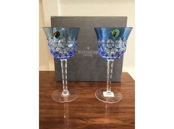 MINT IN BOX PAIR OF WATERFORD “SIMPLY BLUE” CRYSTAL GOBLETS
