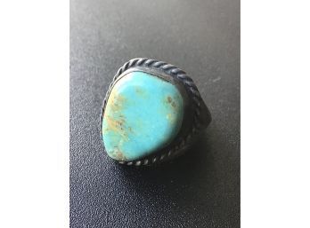 NATIVE AMERICAN PAWN SILVER RING TURQUOISE ~SIZE 11~