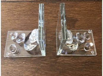 MODERN FIGURAL DIAMONDS BOOKENDS ~THICK CRYSTAL~