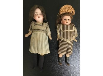 ANTIQUE PAIR OF GERMAN DOLLS EARLY 1900's ~JOINTED COMPOSITION~