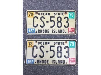 PAIR OF LATE 1970’s RHODE ISLAND LICENSE PLATES ~1976-1979~