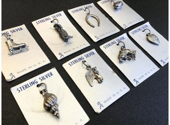 LOT OF 8 VINTAGE 1950’s STERLING SILVER CHARMS ~HORSES, OWL & MORE~
