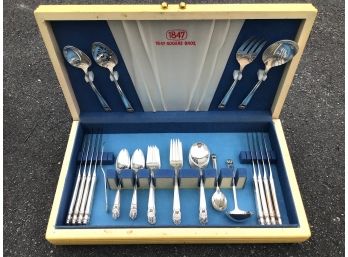 VINTAGE SET OF 55 Pcs. ROGERS SILVER PLATE FLATWARE IN CHEST ~ETERNALLY YOURS~