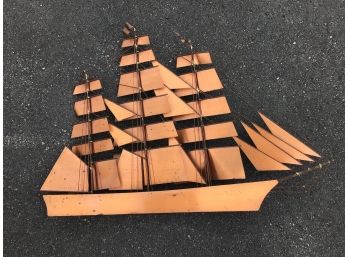 LARGE COPPER WALL SCULPTURE OF A SHIP BOAT STUDIO OF SYD GODFREY MAINE