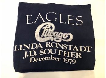 DECEMBER 1979 CONCERT TEE SHIRT LINDA RONSTADT, EAGLES, CHICAGO JERRY BROWN PRESIDENTIAL RUN 1980