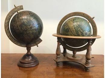 PAIR OF VINTAGE OLD WORLD GLOBES MADE IN ITALY
