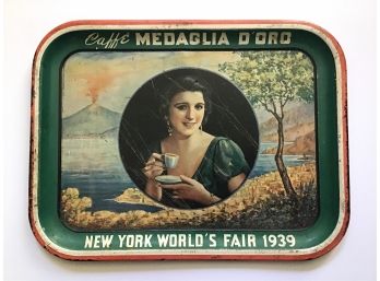 1939 NEW YORK WORLD'S FAIR SPONSORED BEER TRAY ~CAFFE MEDAGLIA D'ORO~