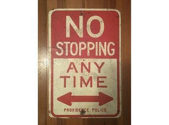 VINTAGE WOODEN PROVIDENCE POLICE DEPARTMENT NO STOPPING SIGN RHODE ISLAND