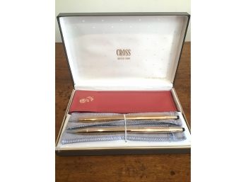 VINTAGE SET OF 14k GOLD FILLED PEN & PENCIL IN BOX BY CROSS ~FOR HER~