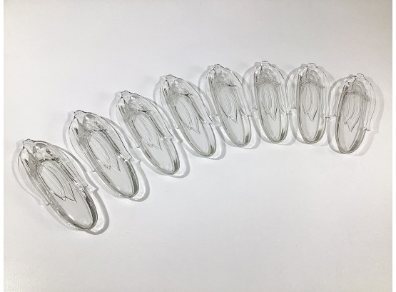 Set Of 8 Vintage Figural Glass Corn Cob Plates