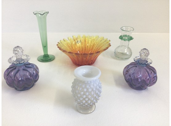 Lot Of 6 Vintage Glass Pieces Blenko, Fenton & More