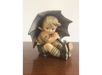 Hummel Goebel Figurine Of Boy Under Umbrella 152/0A