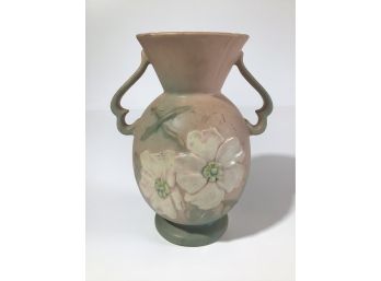 Weller Pottery Vase In Wild Rose Dogwood Pattern